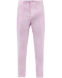 120% Lino Slim-leg Linen-hopsack Pants - Pink