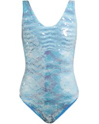 Missoni Sequinned Variegated-knit Swimsuit - Blue