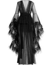 OSMAN Evangeline Ostrich-feather Trimmed Evening Coat - Black