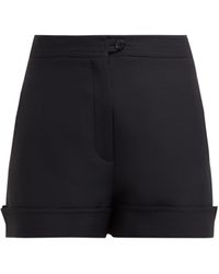 Valentino Turned-up Cuff Virgin Wool And Silk-twill Shorts - Black