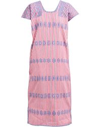 Pippa Holt No.146 Geometrisch gestickte Baumwolle Kaftan Damen Rosa Weiß - Pink