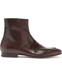Paul Smith Bottes chelsea en cuir à empiècement Robby - Noir