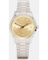 Gucci G-timeless Stainless-steel & Gold Watch - White