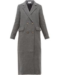 Ganni Checked Wool-blend Longline Coat - Gray