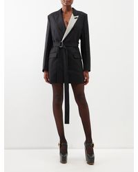 Victoria Beckham - Canvas-lapel Double-breasted Twill Mini Dress - Lyst