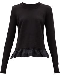 Moncler Pull en laine à ourlet volanté - Noir