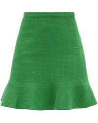 Giambattista Valli Flounced Cotton-blend Bouclé Mini Skirt - Green