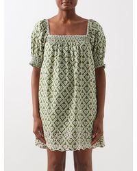 RHODE - Evie Geometric-print Cotton-poplin Mini Dress - Lyst