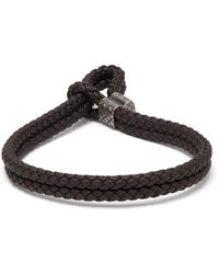 Bottega Veneta Double Intrecciato-woven Leather Bracelet - Brown