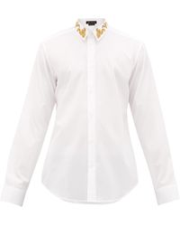 Versace Baroque-embroidered Cotton-poplin Shirt - White
