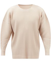 Homme Plissé Issey Miyake Technical-pleated Jersey Long-sleeved T-shirt - Natural