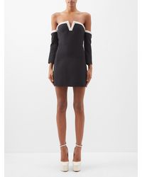 Valentino Embellished Off-the-shoulder Crepe Mini Dress - Black