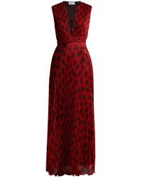 Raquel Diniz Mika Floral-print Pleated Dress - Red