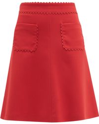 RED Valentino Jupe en crêpe à bords festonnés - Rouge