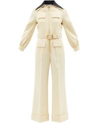 Gucci Belted Wool-crepe Jumpsuit - Yellow