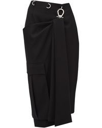 Prada Jupe crayon en tricotine à empiècement drapé - Noir