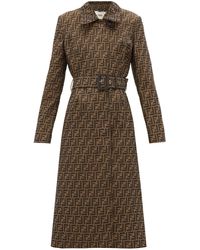 Fendi Ff-jacquard Belted Canvas Trench Coat - Brown