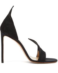 Francesco Russo Pointed-upper Lace And Leather Sandals - Black
