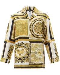 Versace Baroque-print Silk-satin Pyjama Shirt - Multicolour