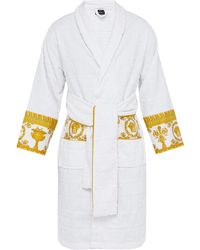 Versace I Love Baroque Logo-jacquard Cotton Bathrobe - White