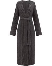 Raey Belted Ribbed-knit Cashmere Maxi Cardigan - Grey