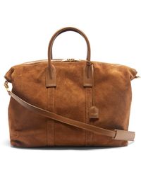 Saint Laurent Leather-trim Suede Duffel Bag - Brown