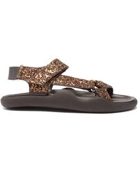 Christopher Kane Glittered Moulded-sole Leather Sandals - Brown