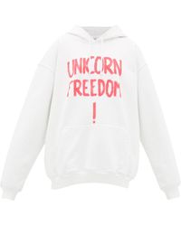 Vetements Unicorn Freedom-printed Jersey Hooded Sweatshirt - White
