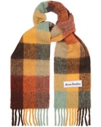 Acne Studios Checked Fringed Scarf - Brown