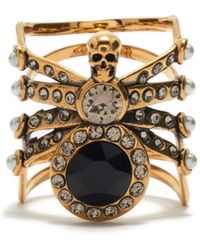 Alexander McQueen Crystal-embellished Spider Ring - Metallic