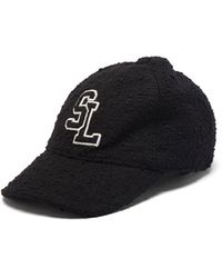 Saint Laurent Sl Baseball Cap In Bouclé Tweed Wool in Black | Lyst