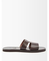Ancient Greek Sandals Apteros Leather Slides - Brown