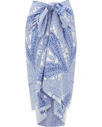 Etro Sarong en crêpe à imprimé cachemire - Bleu