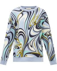 Emilio Pucci Onde-print Sustainable-jersey Sweatshirt - Blue