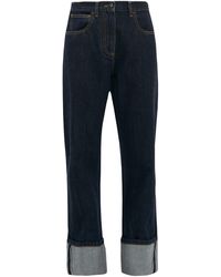 Valentino Turn-up Selvedge-denim Jeans - Blue