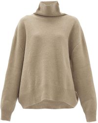 Raey Cropped Displaced-sleeve Roll-neck Wool Sweater - Gray