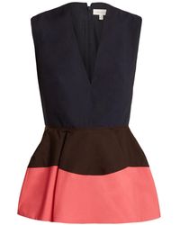 Delpozo Colour-block Peplum Cotton Top - Blue