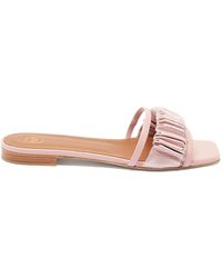 Malone Souliers Demi Leather And Gathered-satin Slides - Pink