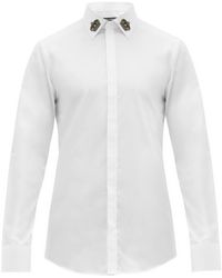 Dolce & Gabbana Crown-appliqué Cotton-blend Shirt - White