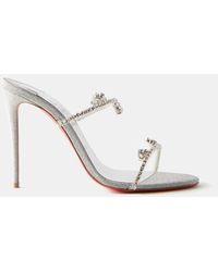 Christian Louboutin Just Queen 100 Crystal-embellished Leather Heeled  Sandals in White | Lyst
