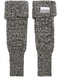 Ganni Ribbed-knit Recycled Wool-blend Gloves - Grey