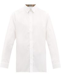 Burberry Serjeants Logo-embroidered Cotton-blend Shirt - White