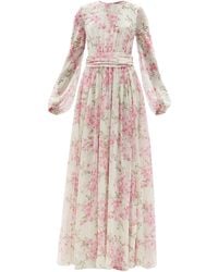 Giambattista Valli Floral-print Silk-georgette Pleated Gown - Pink