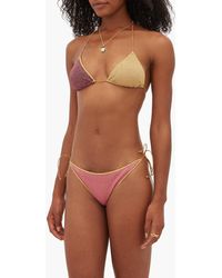 Oséree Lumière Two-tone Metallic Triangle Bikini - Brown