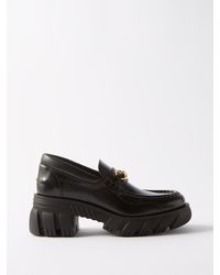 Gucci Romance Horsebit-chain Chunky-sole Leather Loafers - Black