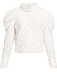 Isabel Marant Qyandi Puffed-sleeve Broderie-anglaise Blouse - White