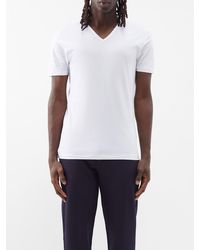 Zimmerli Pure Comfort V-neck Cotton-blend T-shirt - White