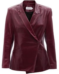16Arlington Alden Oblique-front Leather Suit Jacket - Purple