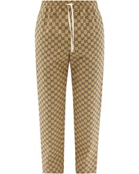 Gucci GG-jacquard Cotton-blend Canvas Track Pants - Brown