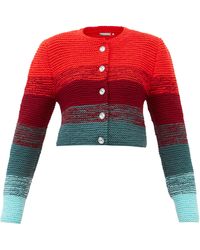 Germanier Crystal-button Gradient Knitted Jacket - Red